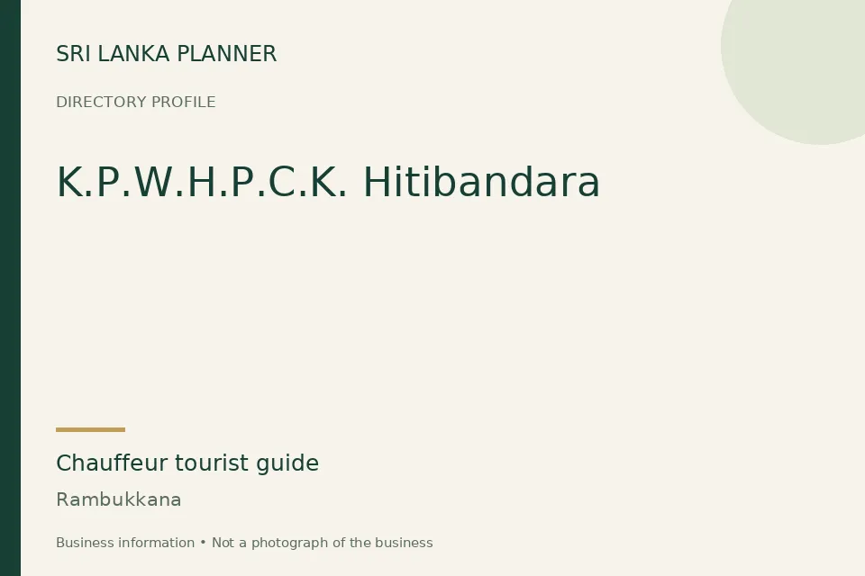 Directory cover for K.P.W.H.P.C.K. Hitibandara in Rambukkana, Sri Lanka