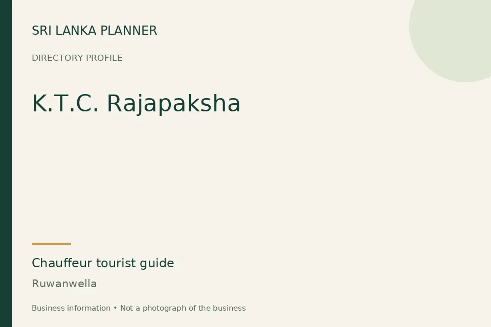 Directory cover for K.T.C. Rajapaksha in Ruwanwella, Sri Lanka
