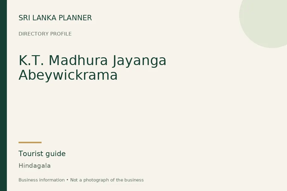 Directory cover for K.T. Madhura Jayanga Abeywickrama in Hindagala, Sri Lanka