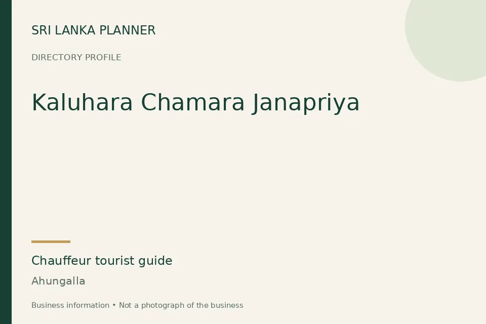 Directory cover for Kaluhara Chamara Janapriya in Ahungalla, Sri Lanka