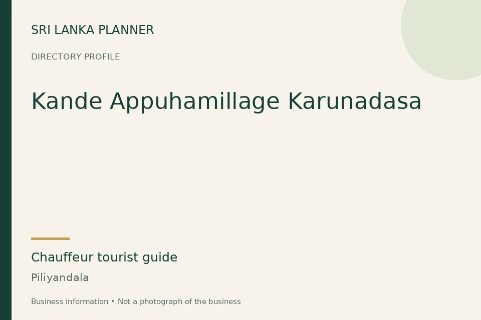 Directory cover for Kande Appuhamillage Karunadasa in Piliyandala, Sri Lanka