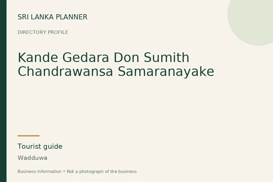 Directory cover for Kande Gedara Don Sumith Chandrawansa Samaranayake in Wadduwa, Sri Lanka