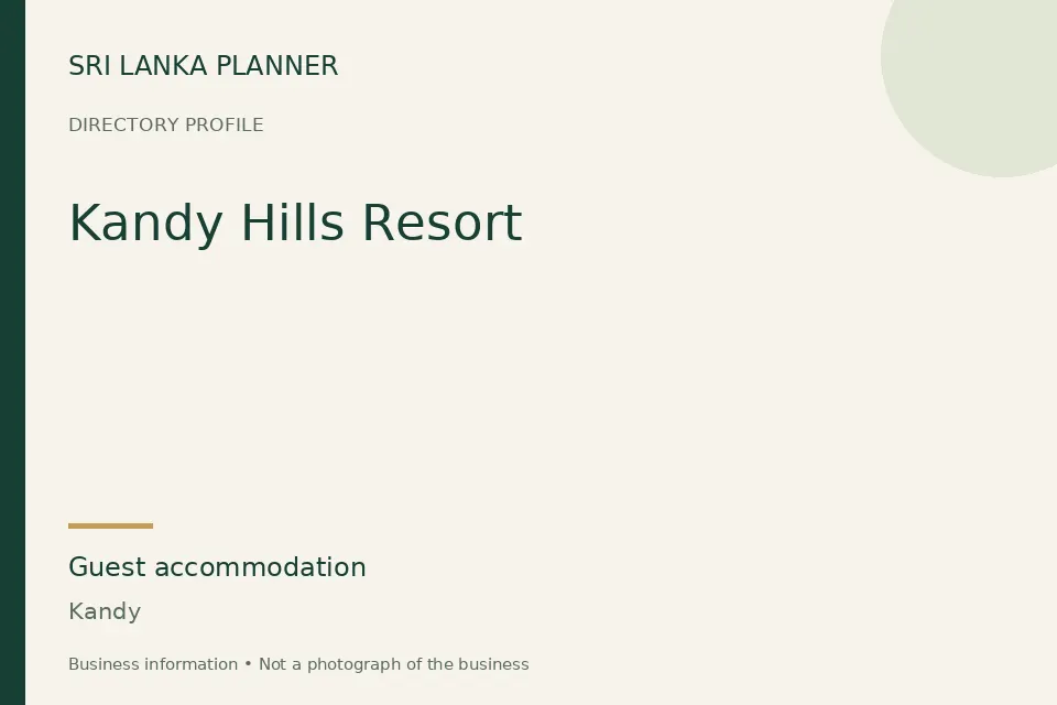 Directory cover for Kandy Hills Resort in Kandy, Sri Lanka