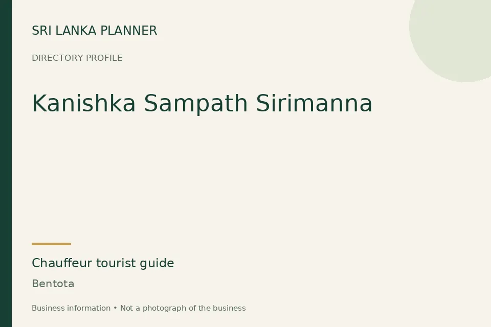 Directory cover for Kanishka Sampath Sirimanna in Bentota, Sri Lanka