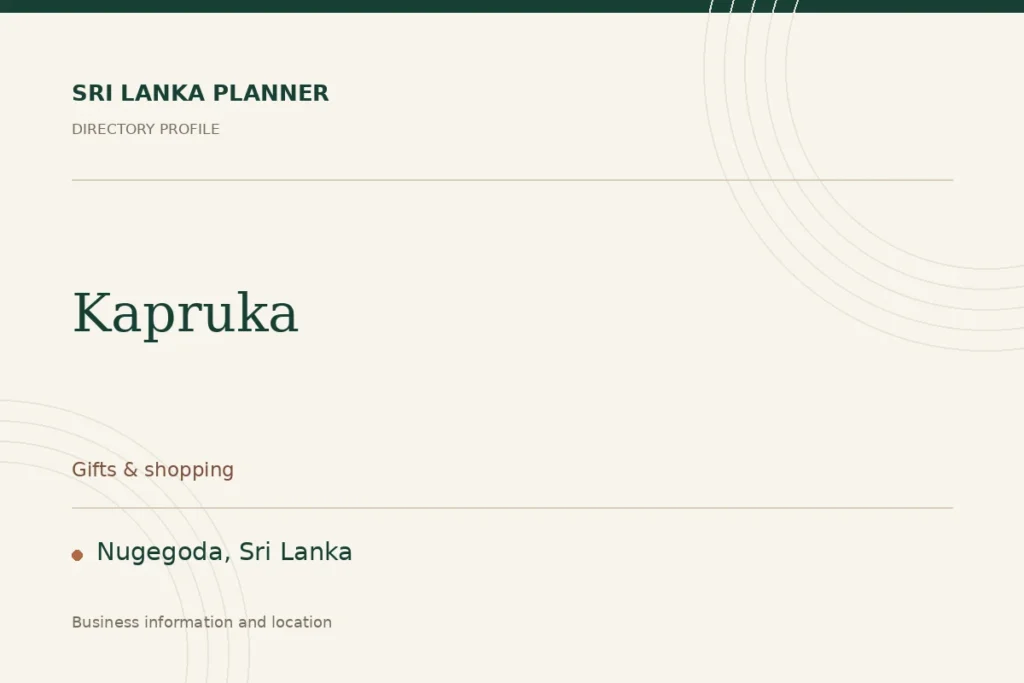 Directory cover for Kapruka in Nugegoda, Sri Lanka, showing the business name and category.