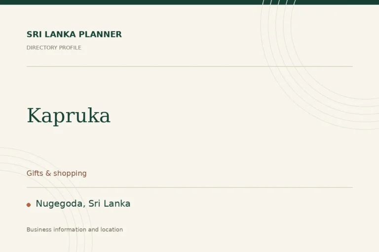 Directory cover for Kapruka in Nugegoda, Sri Lanka, showing the business name and category.