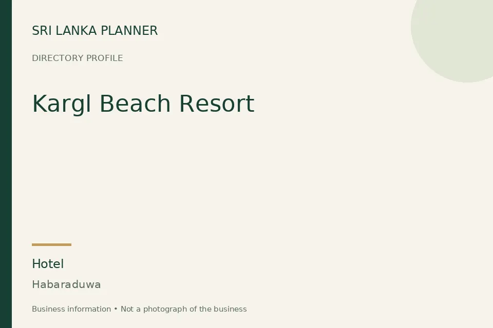 Directory cover for Kargl Beach Resort in Habaraduwa, Sri Lanka