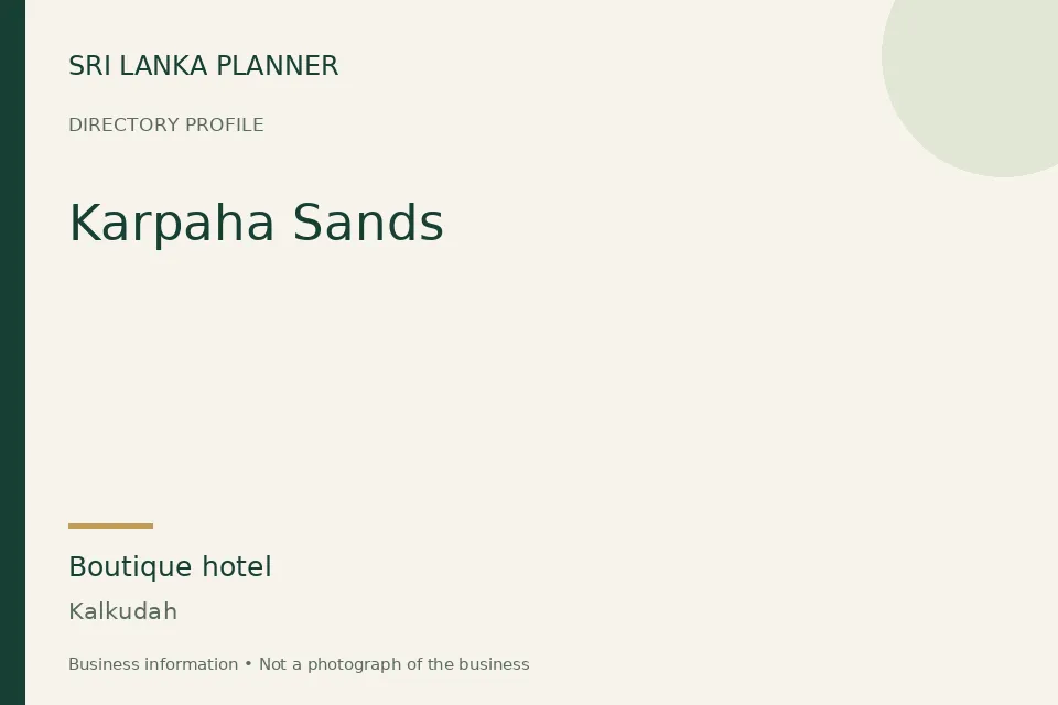 Directory cover for Karpaha Sands in Kalkudah, Sri Lanka