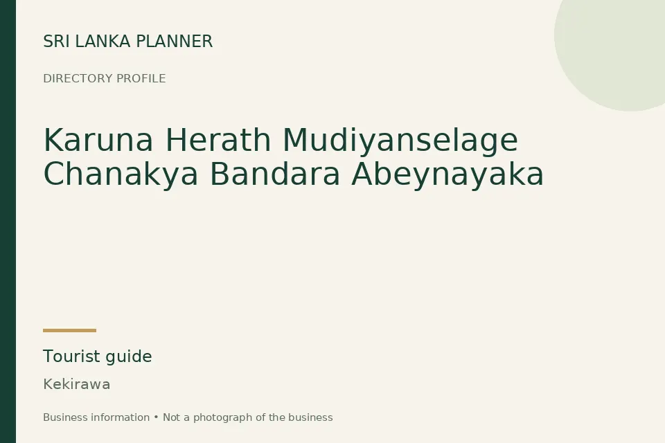 Directory cover for Karuna Herath Mudiyanselage Chanakya Bandara Abeynayaka in Kekirawa, Sri Lanka
