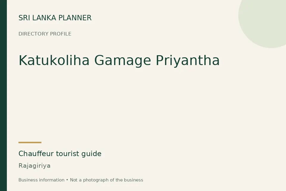 Directory cover for Katukoliha Gamage Priyantha in Rajagiriya, Sri Lanka