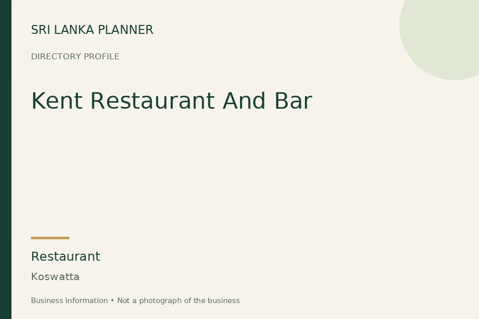 Directory cover for Kent Restaurant And Bar in Koswatta, Sri Lanka