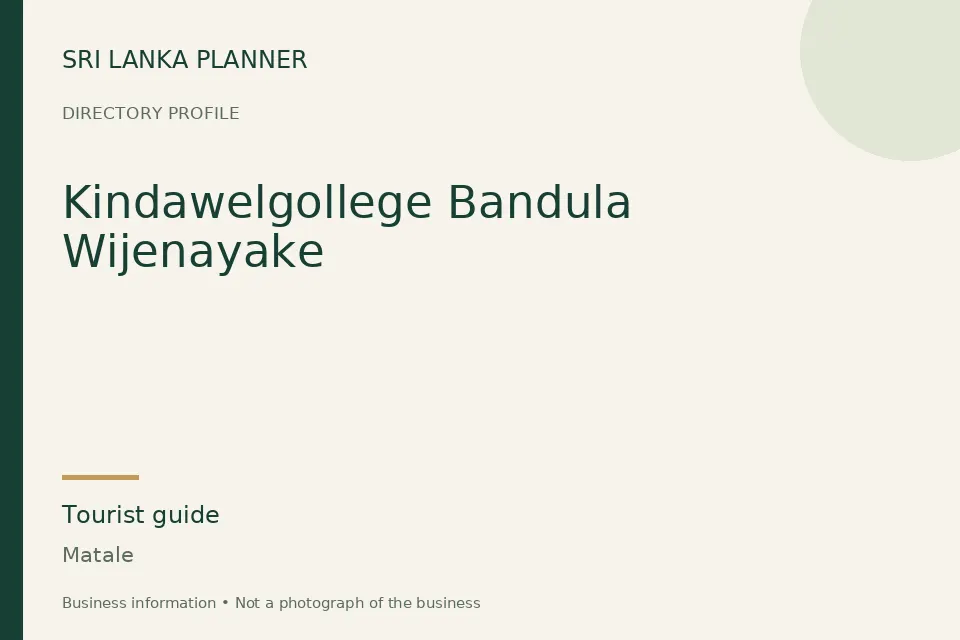 Directory cover for Kindawelgollege Bandula Wijenayake in Matale, Sri Lanka