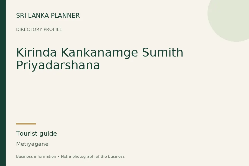 Directory cover for Kirinda Kankanamge Sumith Priyadarshana in Metiyagane, Sri Lanka