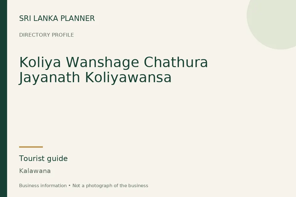 Directory cover for Koliya Wanshage Chathura Jayanath Koliyawansa in Kalawana, Sri Lanka