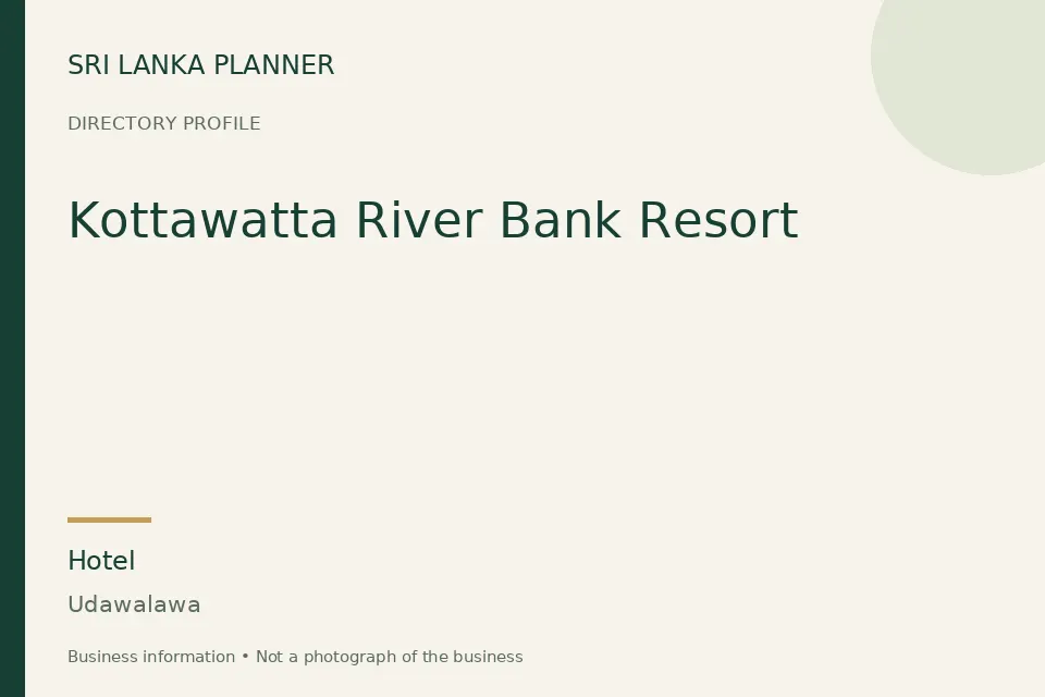 Directory cover for Kottawatta River Bank Resort in Udawalawa, Sri Lanka