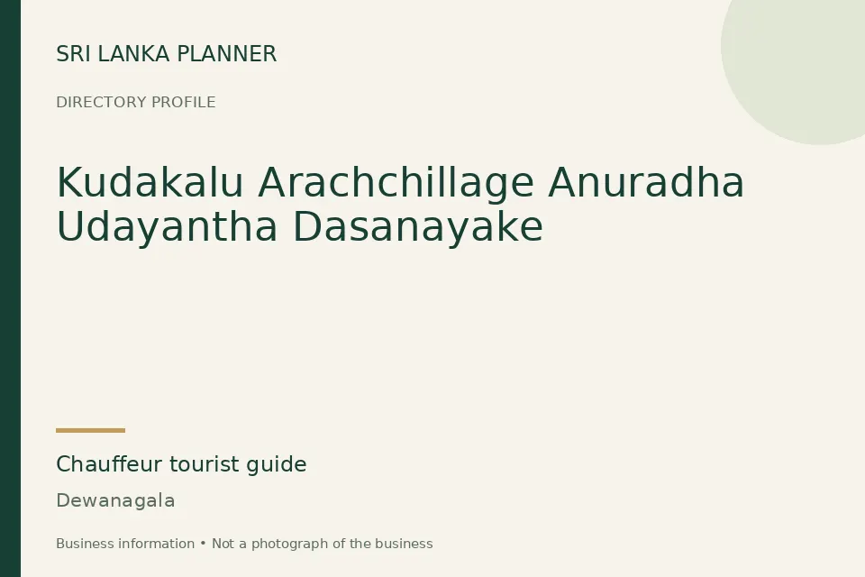 Directory cover for Kudakalu Arachchillage Anuradha Udayantha Dasanayake in Dewanagala, Sri Lanka