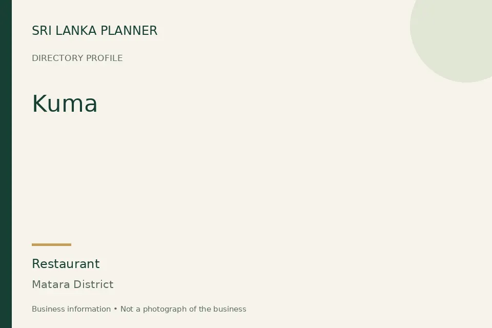 Directory cover for Kuma in Matara District, Sri Lanka