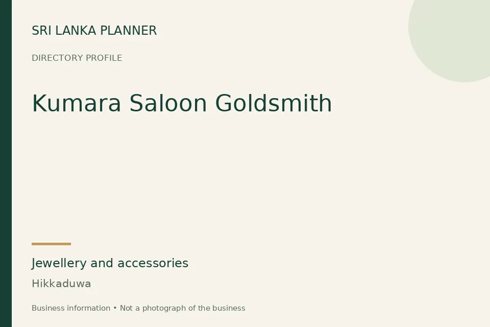 Directory cover for Kumara Saloon Goldsmith in Hikkaduwa, Sri Lanka