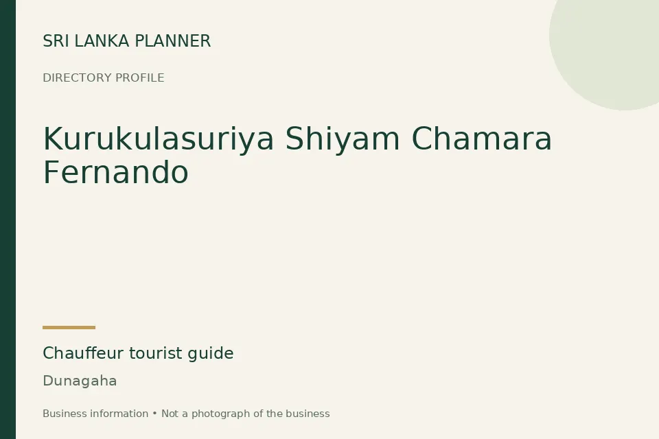 Directory cover for Kurukulasuriya Shiyam Chamara Fernando in Dunagaha, Sri Lanka