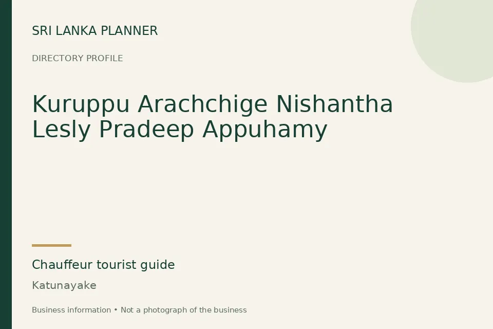 Directory cover for Kuruppu Arachchige Nishantha Lesly Pradeep Appuhamy in Katunayake, Sri Lanka