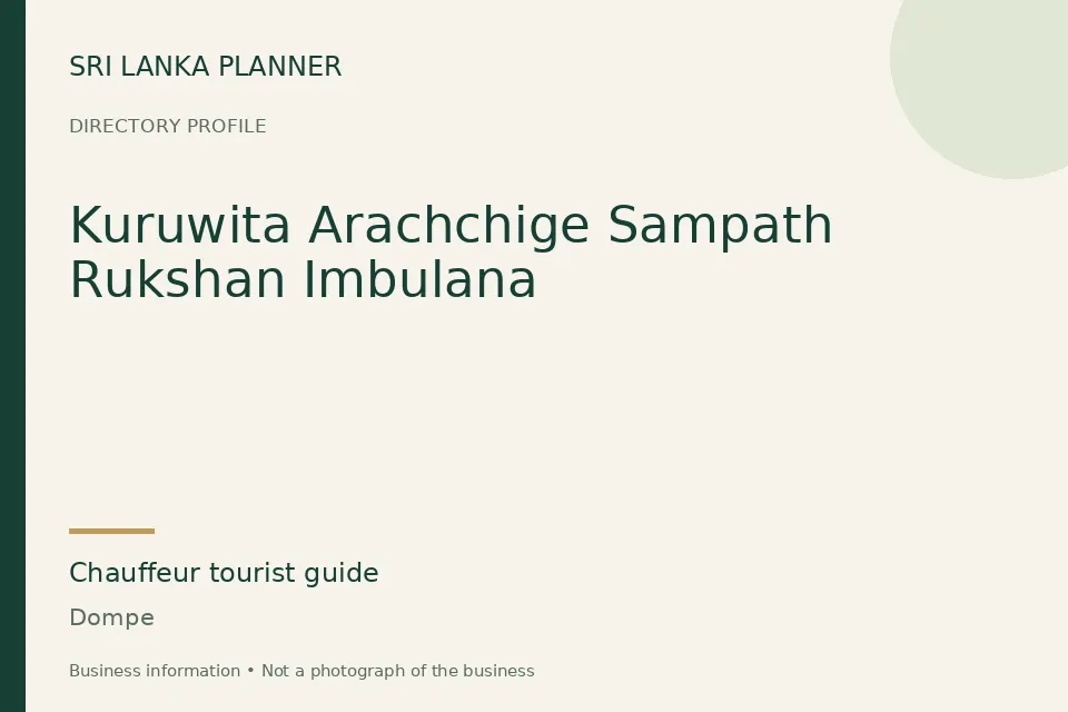 Directory cover for Kuruwita Arachchige Sampath Rukshan Imbulana in Dompe, Sri Lanka