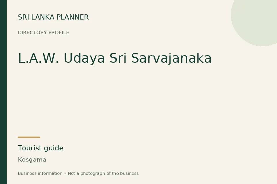 Directory cover for L.A.W. Udaya Sri Sarvajanaka in Kosgama, Sri Lanka