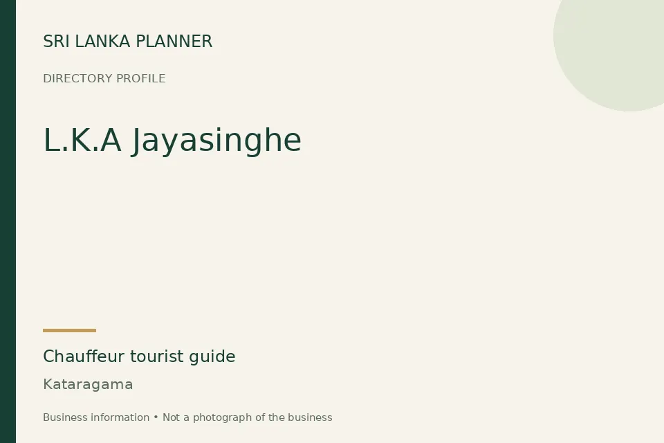 Directory cover for L.K.A Jayasinghe in Kataragama, Sri Lanka