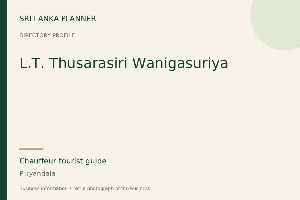 Directory cover for L.T. Thusarasiri Wanigasuriya in Piliyandala, Sri Lanka