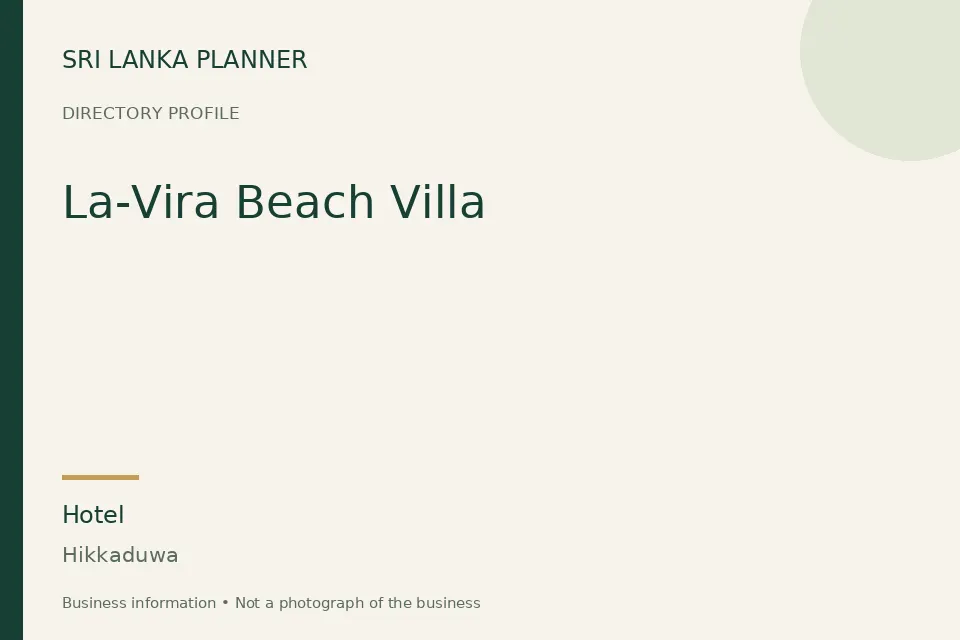 Directory cover for La-Vira Beach Villa in Hikkaduwa, Sri Lanka