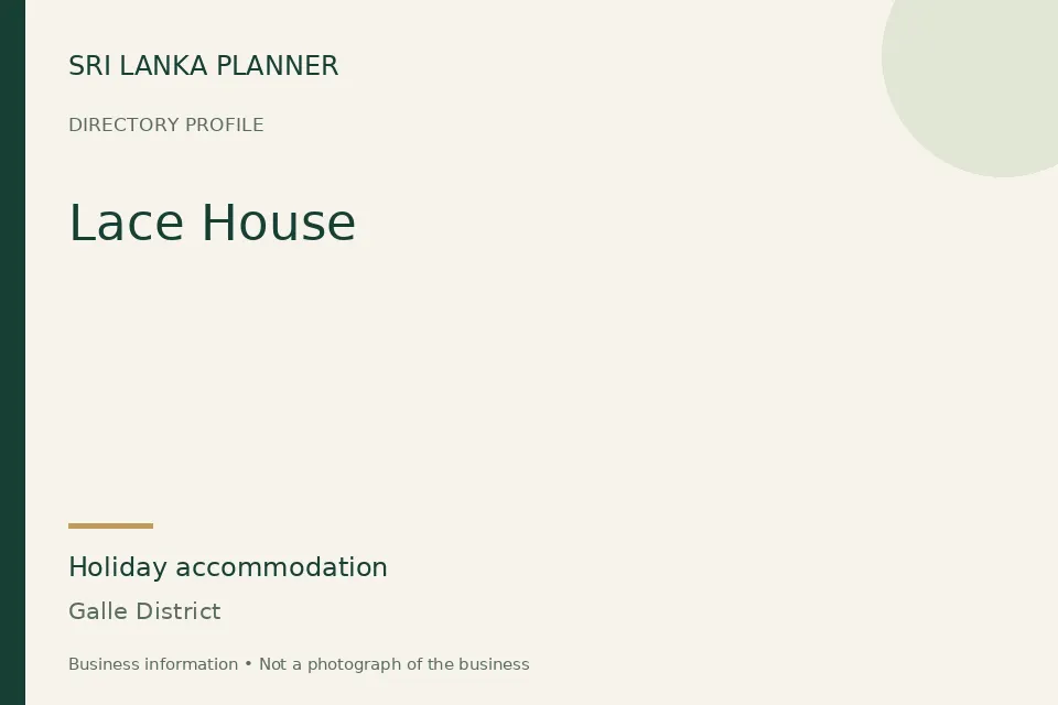 Directory cover for Lace House in Galle District, Sri Lanka