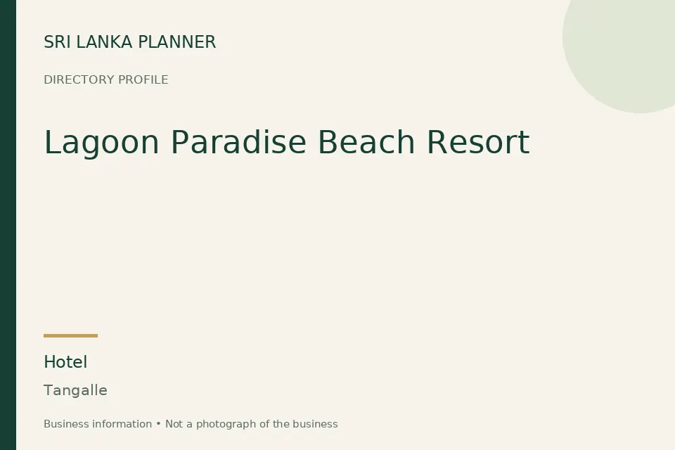 Directory cover for Lagoon Paradise Beach Resort in Tangalle, Sri Lanka