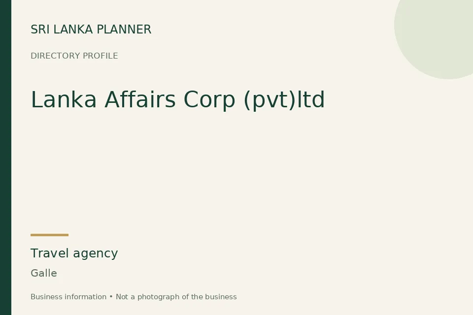 Directory cover for Lanka Affairs Corp (pvt)ltd in Galle, Sri Lanka