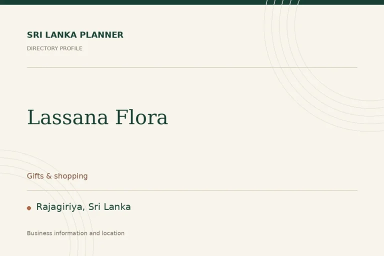 Directory cover for Lassana Flora in Rajagiriya, Sri Lanka, showing the business name and category.