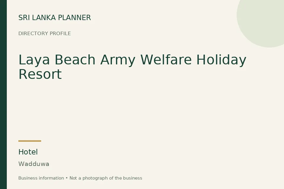 Directory cover for Laya Beach Army Welfare Holiday Resort in Wadduwa, Sri Lanka