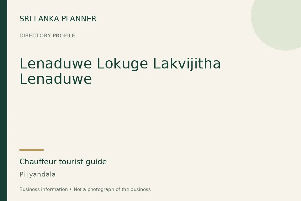 Directory cover for Lenaduwe Lokuge Lakvijitha Lenaduwe in Piliyandala, Sri Lanka