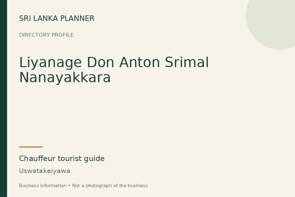 Directory cover for Liyanage Don Anton Srimal Nanayakkara in Uswetakeiyawa, Sri Lanka