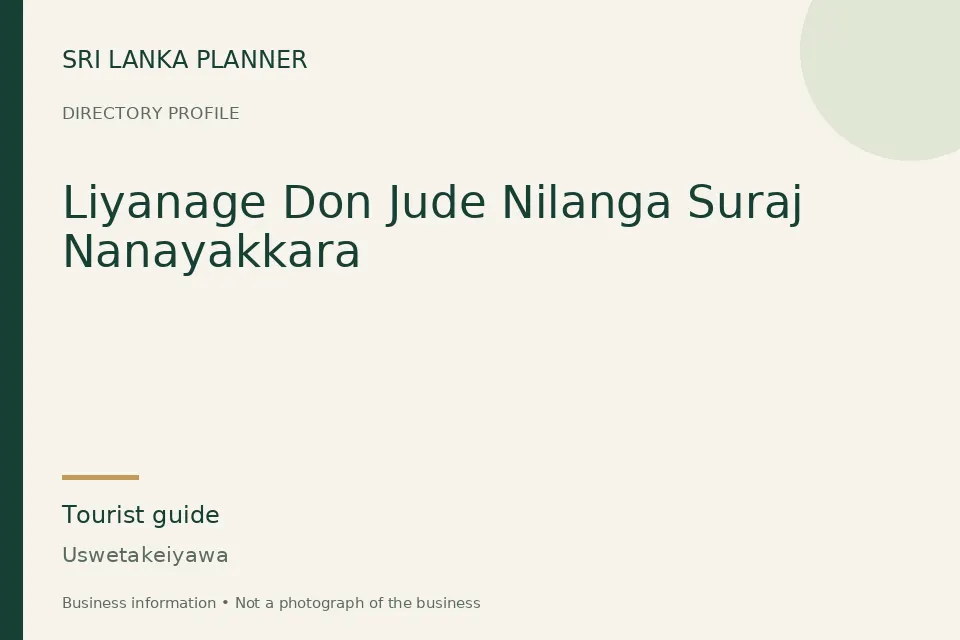 Directory cover for Liyanage Don Jude Nilanga Suraj Nanayakkara in Uswetakeiyawa, Sri Lanka