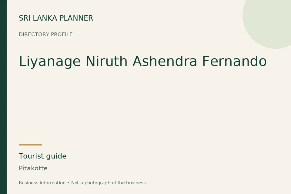 Directory cover for Liyanage Niruth Ashendra Fernando in Pitakotte, Sri Lanka