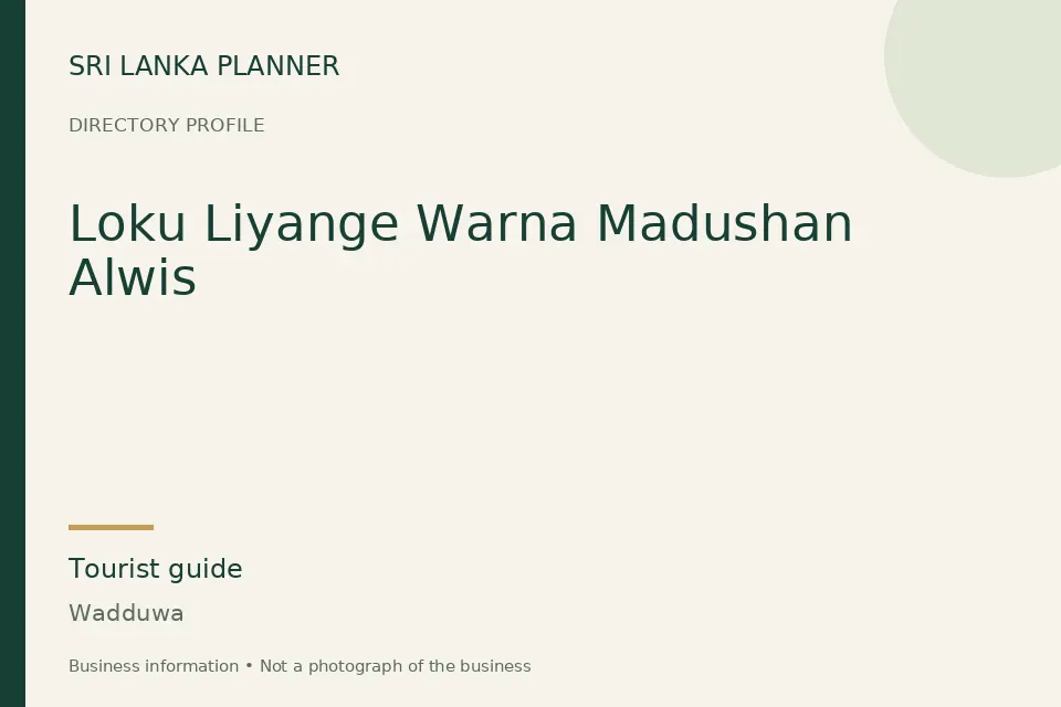 Directory cover for Loku Liyange Warna Madushan Alwis in Wadduwa, Sri Lanka