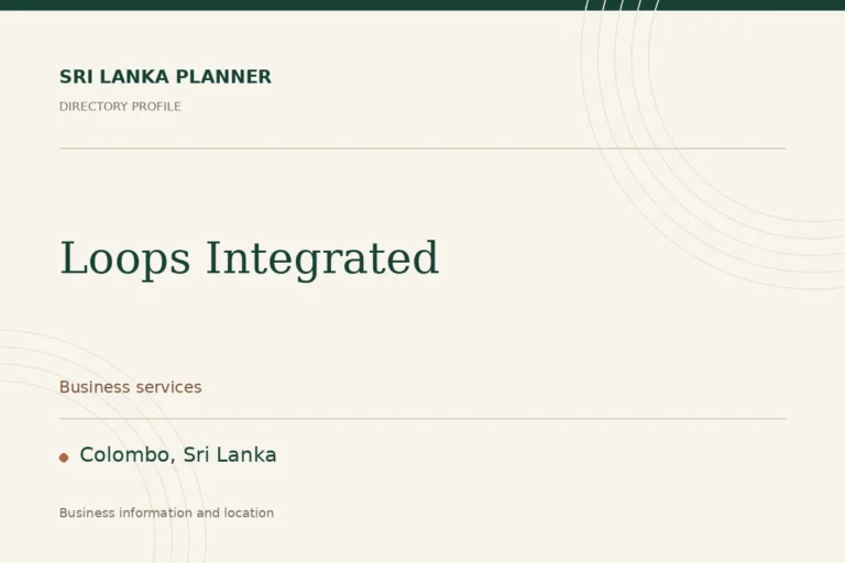 Directory cover for Loops Integrated in Colombo, Sri Lanka, showing the business name and category.