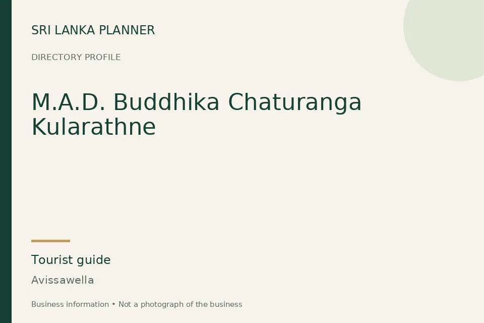 Directory cover for M.A.D. Buddhika Chaturanga Kularathne in Avissawella, Sri Lanka