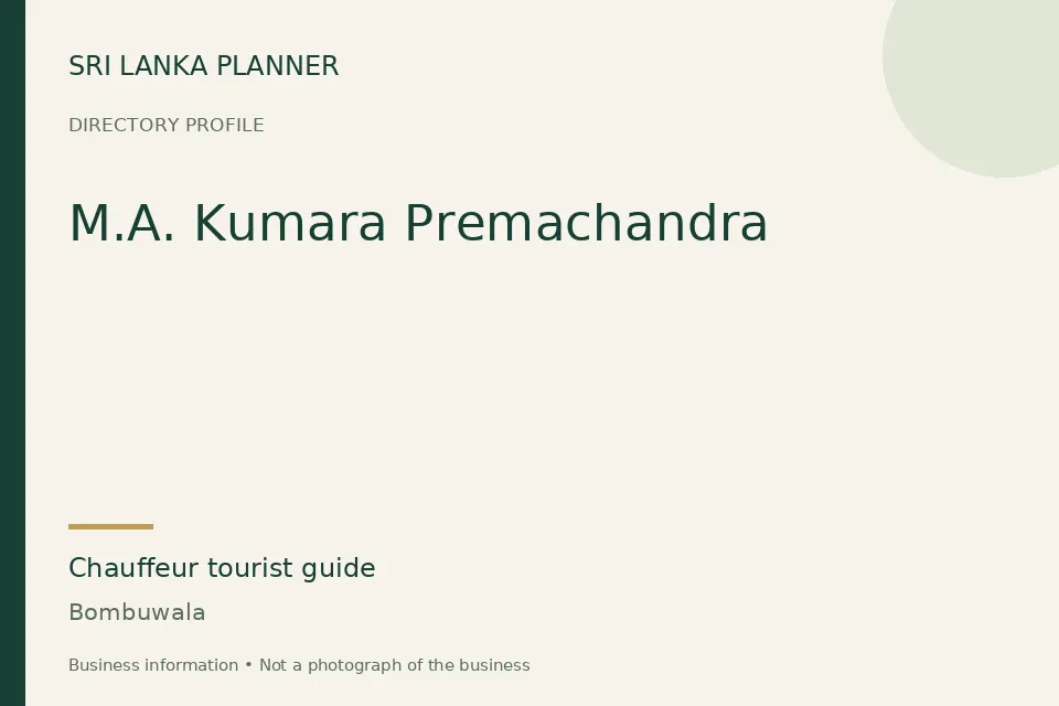 Directory cover for M.A. Kumara Premachandra in Bombuwala, Sri Lanka