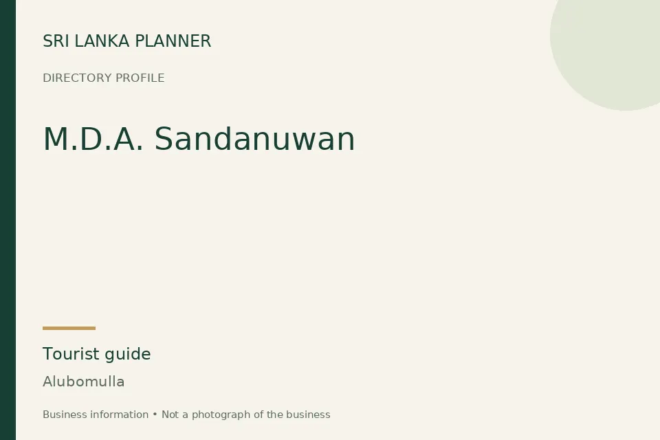 Directory cover for M.D.A. Sandanuwan in Alubomulla, Sri Lanka