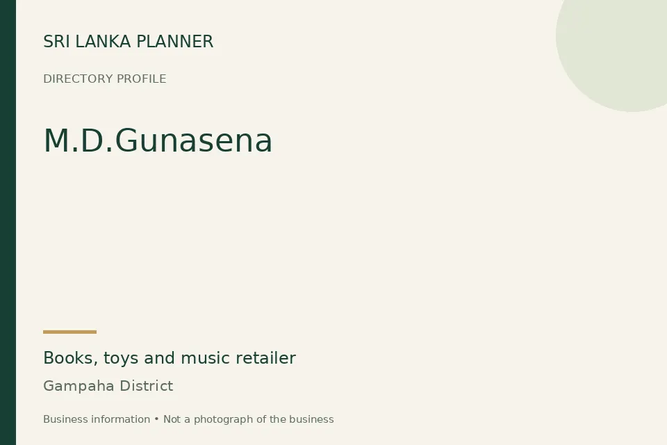 Directory cover for M.D.Gunasena in Gampaha District, Sri Lanka