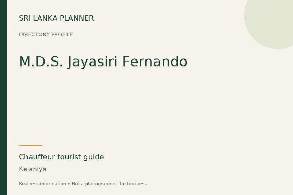 Directory cover for M.D.S. Jayasiri Fernando in Kelaniya, Sri Lanka