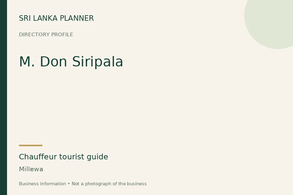 Directory cover for M. Don Siripala in Millewa, Sri Lanka