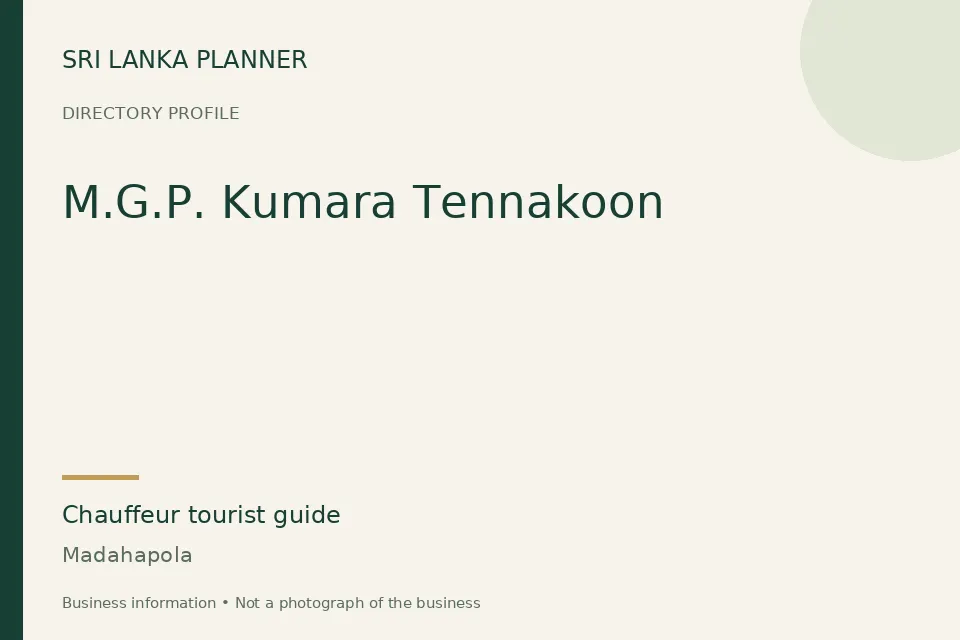 Directory cover for M.G.P. Kumara Tennakoon in Madahapola, Sri Lanka
