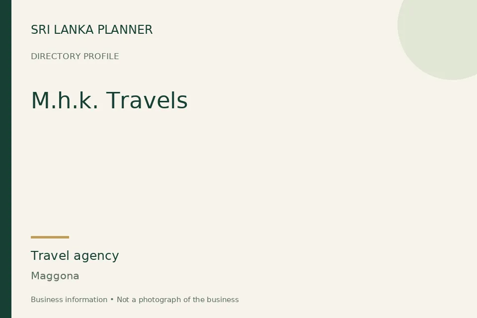 Directory cover for M.h.k. Travels in Maggona, Sri Lanka