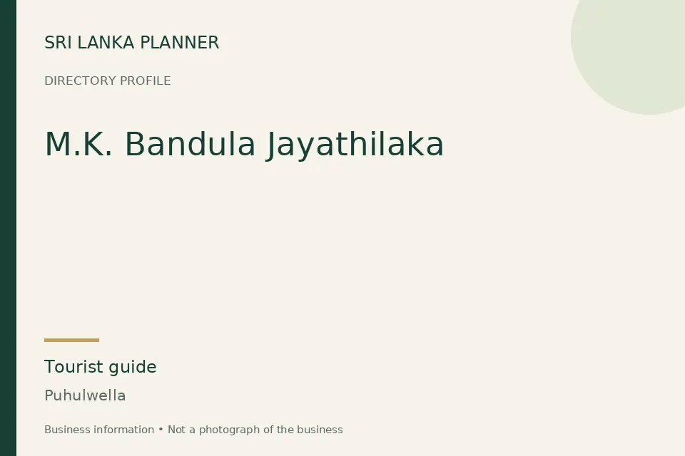 Directory cover for M.K. Bandula Jayathilaka in Puhulwella, Sri Lanka