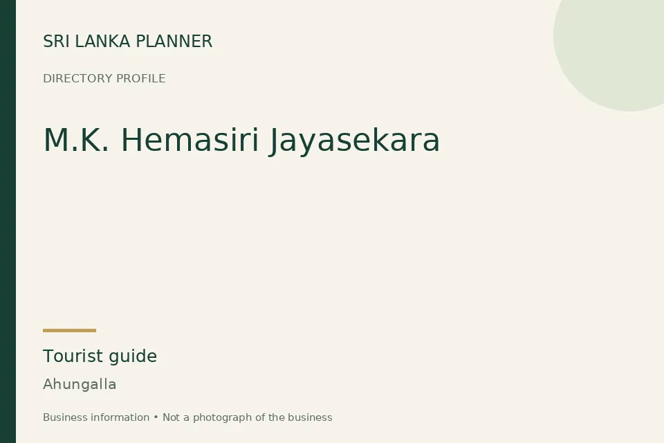 Directory cover for M.K. Hemasiri Jayasekara in Ahungalla, Sri Lanka